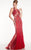 Panoply - Ravishingly Adorned Panel Mermaid Gown 14833 In Red