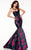 Panoply - Floral Print Strapless Sweetheart Mermaid Dress 14841 in Pink and Blue