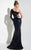 Panoply - Asymmetrical Beaded Lace with Cutout Sheath Dress In 14847 Black and Gold