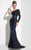 Panoply - Asymmetrical Beaded Lace with Cutout Sheath Dress In 14847 Black and Gold