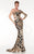Panoply - Asymmetrical Beaded Lace with Cutout Sheath Dress In 14847 Black and Gold