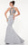 Panoply - Gorgeous Yoke Illusion Jersey Mermaid Gown with Cutouts 14848 In Black