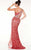 Panoply - 14851 Laced Asymmetric Sheath Dress in Red and Neutral