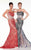 Panoply - 14851 Laced Asymmetric Sheath Dress in Red and Neutral