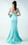 MNM Couture - Ruffled V-Neck Couture Dress G0725 in Green