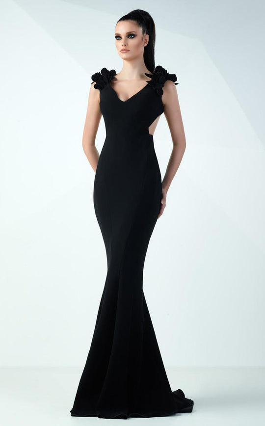 MNM Couture - Sultry Peek a Boo Sides Evening Gown  G0729 in Black