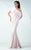 MNM Couture - Asymmetric Shoulder Brocade Mermaid Gown G0730 in Pink