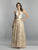 Dave & Johnny - A7895 Halter Cutout A-Line Evening Gown In Neutral