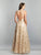 Dave & Johnny - A7895 Halter Cutout A-Line Evening Gown In Neutral