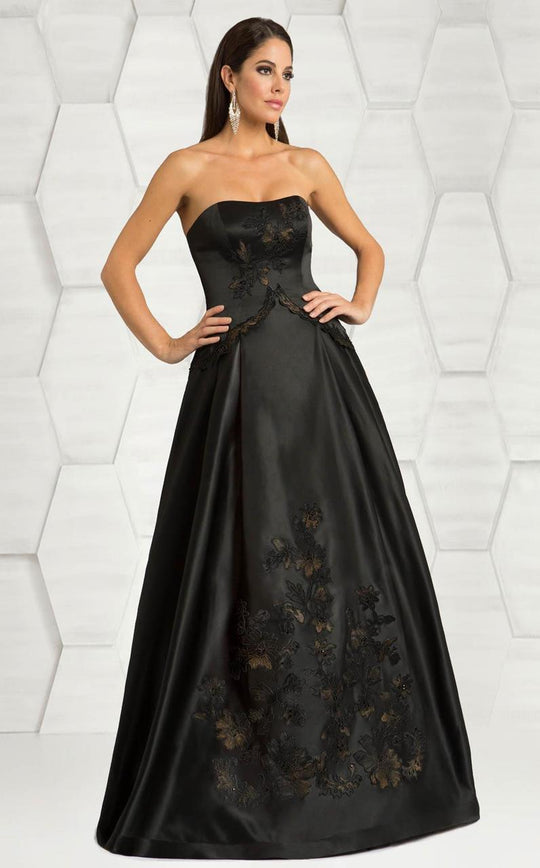 Feriani Couture - 18539 Stunning Strapless Evening Gown In Black