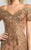 Feriani Couture - 18569 Embellished V-Neck A-Line Dress In Brown
