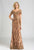Feriani Couture - 18569 Embellished V-Neck A-Line Dress In Brown