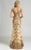 Feriani Couture - 18569 Embellished V-Neck A-Line Dress In Neutral