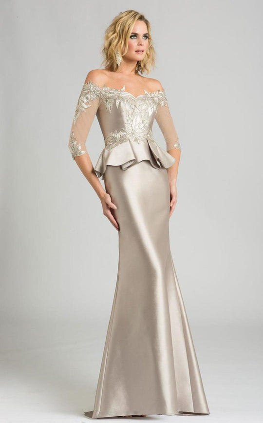 Feriani Couture - 18574 Beaded Off-Shoulder Trumpet Dress In Silver