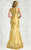 Feriani Couture - 18575 Sleeveless Deep V-Neck Trumpet Dress In Gold and Silver