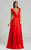 Feriani Couture - 18579 Ruffled Deep V-Neck A-Line Gown In Red