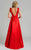 Feriani Couture - 18579 Ruffled Deep V-Neck A-Line Gown In Red