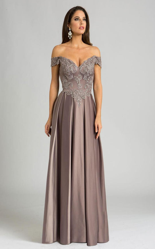 Feriani Couture - 18585 Laced Off Shoulder A-Line Gown In Gray