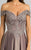 Feriani Couture - 18585 Laced Off Shoulder A-Line Gown In Gray