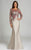 Feriani Couture - Embellished Fitted Long Sleeves Dress in Silver