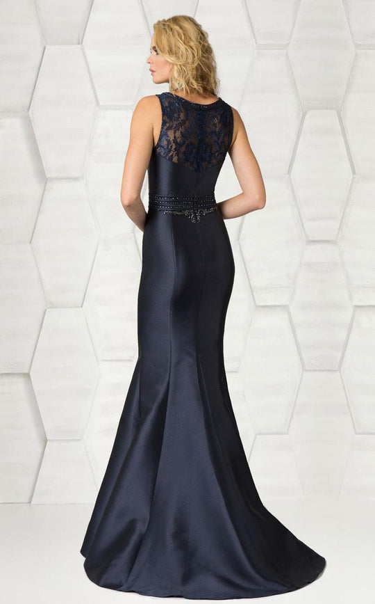 Feriani Couture - 18611 Embellished V-neck Mermaid Dress In Blue