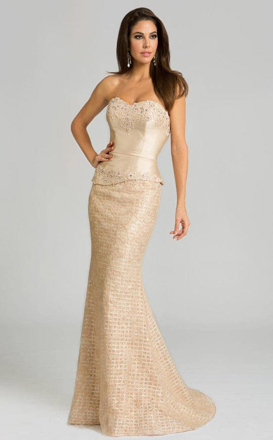 Feriani Couture - 18616 Strapless Embroidered Gown In Neutral