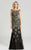 Feriani Couture Illusion Bateau Embellished Evening Gown in Black