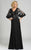 Feriani Couture - 26232 Embroidered V-neck Sheer Dress In Black