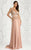 Feriani Couture - 26237 Bedazzled Bateau Sheer Dress  In Pink