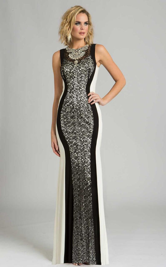 Feriani Couture - 26239 Figure-Flattering Evening Gown In Black and White
