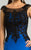 Feriani Couture - 26246 Beaded Cap Sleeves Sheath Short Dress In Blue