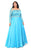 Kurves by Kimi - Stunning Laced and Embellished Square Neck Burnout A-Line Dress 7001 In Blue