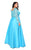 Kurves by Kimi - Stunning Laced and Embellished Square Neck Burnout A-Line Dress 7001 In Blue