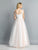Dave & Johnny - A7903 Floral Applique Wide V-neck Ballgown In Pink