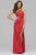 Draped High Halter Faille Satin Long Gown in Red
