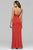 Draped High Halter Faille Satin Long Gown in Red