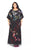 Kurves by Kimi - Floral Sequin Embellished Long Evening Dress 7147 in Black and Multi-Color