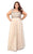 Kurves by Kimi - Bead Embellished Bateau Neck A-line Dress 71163 In Neutral