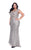 Kurves by Kimi - Full-Length Sequin Embellished Empire Evening Dress 71184 In Silver