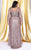 Kurves by Kimi - Sheer Long Sleeve Sequined Embellishment Evening Dress 71187 In Silver and Pink
