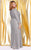 Kurves by Kimi - Glittering Embellishment Long Sleeve Evening Dress 71191 In Silver