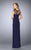 La Femme - 23112 Beaded Bateau Jersey Evening Gown In Blue