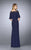 La Femme - 23113 Faux Cape Jersey Column Dress In Blue