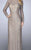 La Femme - 23115 Lace Long Sleeves Sheath Long Dress In Gray