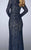 La Femme - 23115 Lace Long Sleeves Sheath Long Dress In Blue