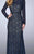 La Femme - 23115 Lace Long Sleeves Sheath Long Dress In Blue