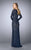 La Femme - 23115 Lace Long Sleeves Sheath Long Dress In Blue