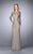 La Femme - 23115 Lace Long Sleeves Sheath Long Dress In Gray