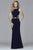 7912 Jersey scoop neck evening dress with side cutouts
