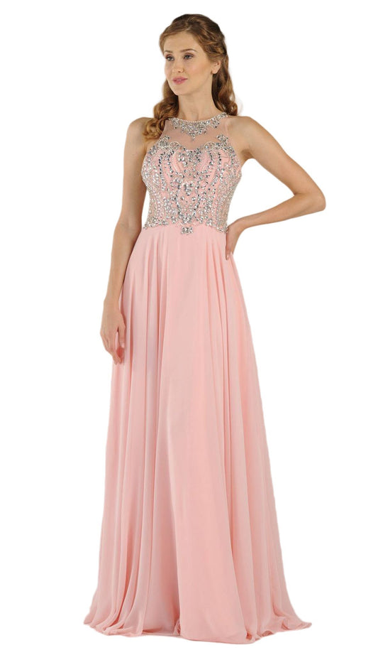 Poly USA - 7912 Embellished Jewel A-Line Evening Dress